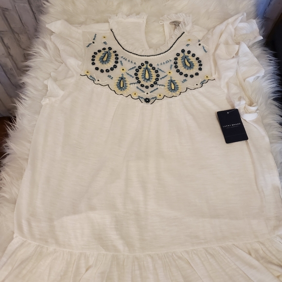 LUCKY BRAND WHITE EMBROIDERED SHIRT SIZE S - Picture 10 of 14